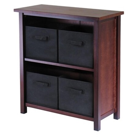 Doba-Bnt Verona 2 Section M Storage Shelf with 4 Foldable Baskets - Walnut and Black SA609842